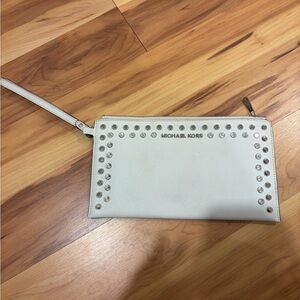 Michael Kors White Studded Wristlet Clutch